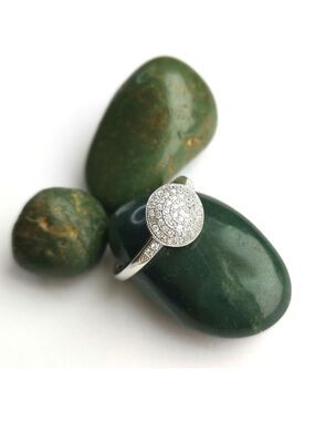 Sterling Silver CZ pave dome ring size 7
